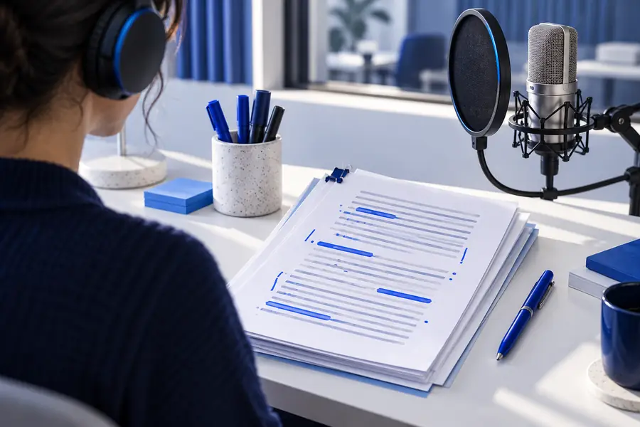 Written script prepared for voice generation