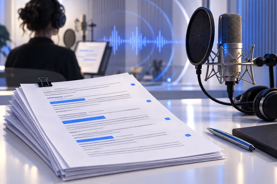 Written script prepared for voice generation