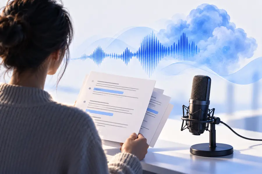 Illustration of a short script prepared for a voice test