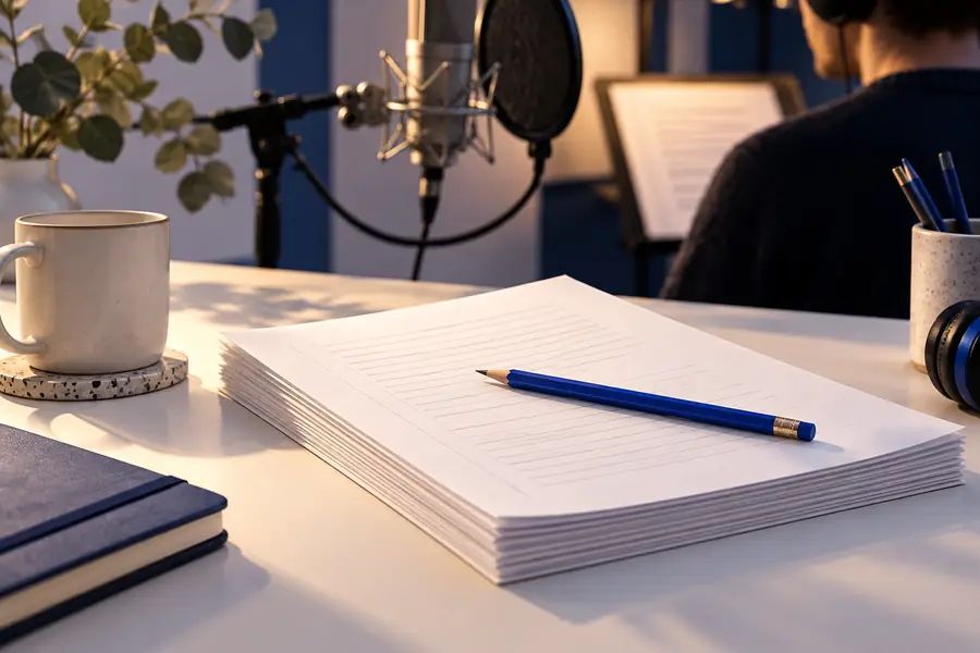 Written script prepared for spoken output
